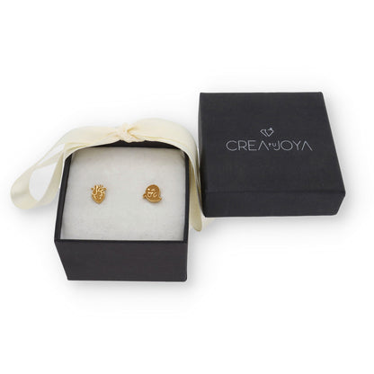 Pendiente Fantasma/Corazón Halloween en Plata de Ley 925 y baño Oro rosa 18k