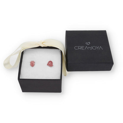 Pendiente Fantasma/Corazón Halloween en Plata de Ley 925 y baño Oro rosa 18k