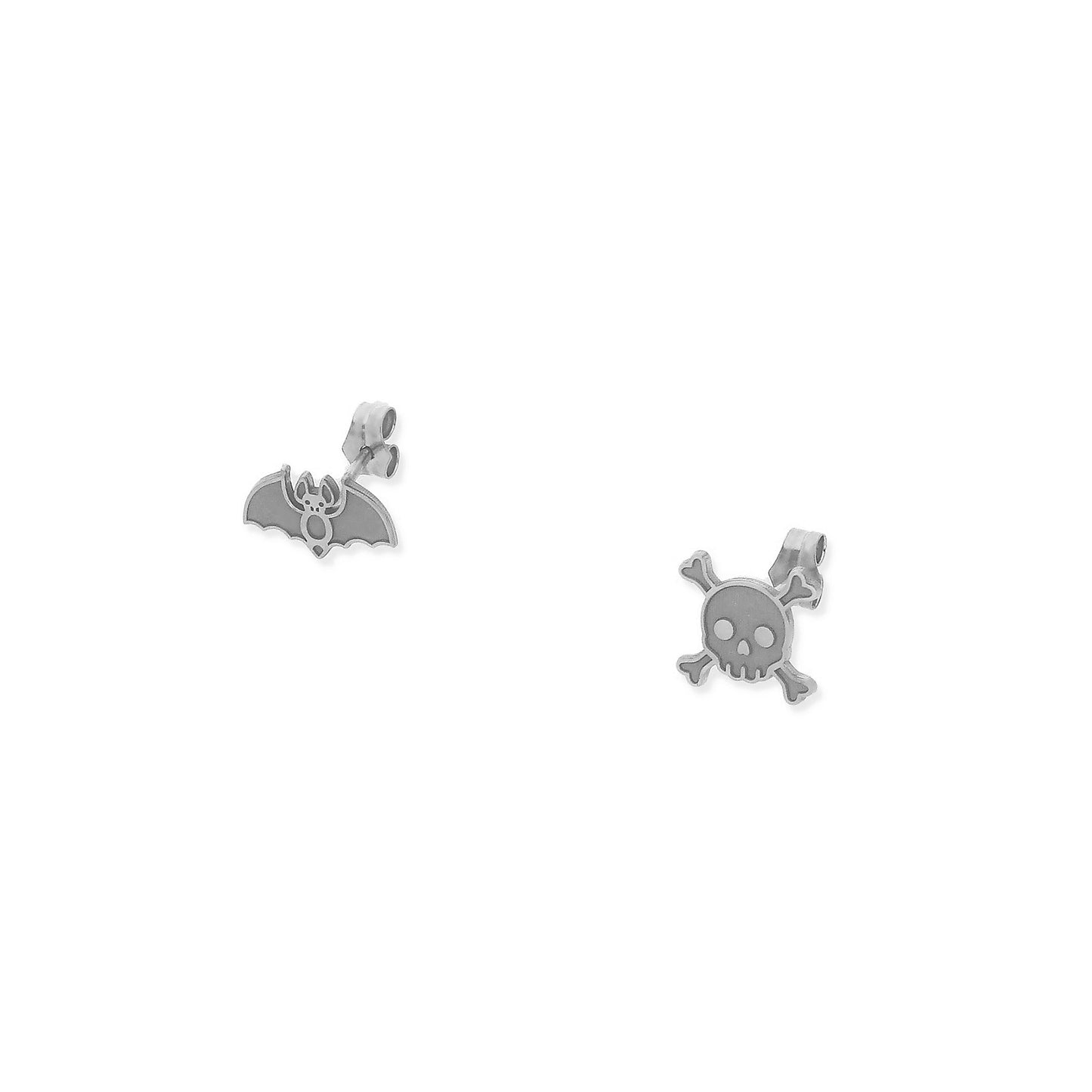 Pendientes Murciélago/Calavera Halloween en Plata de Ley 925.