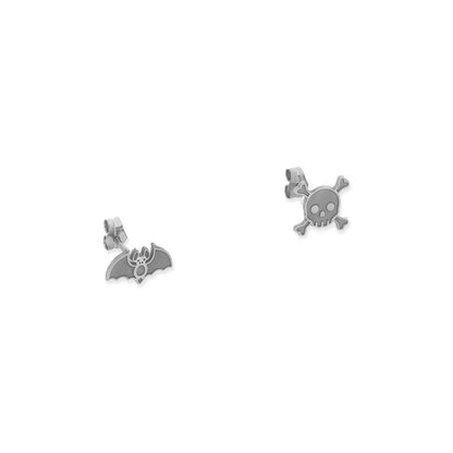 Pendientes Murciélago/Calavera Halloween en Plata de Ley 925.