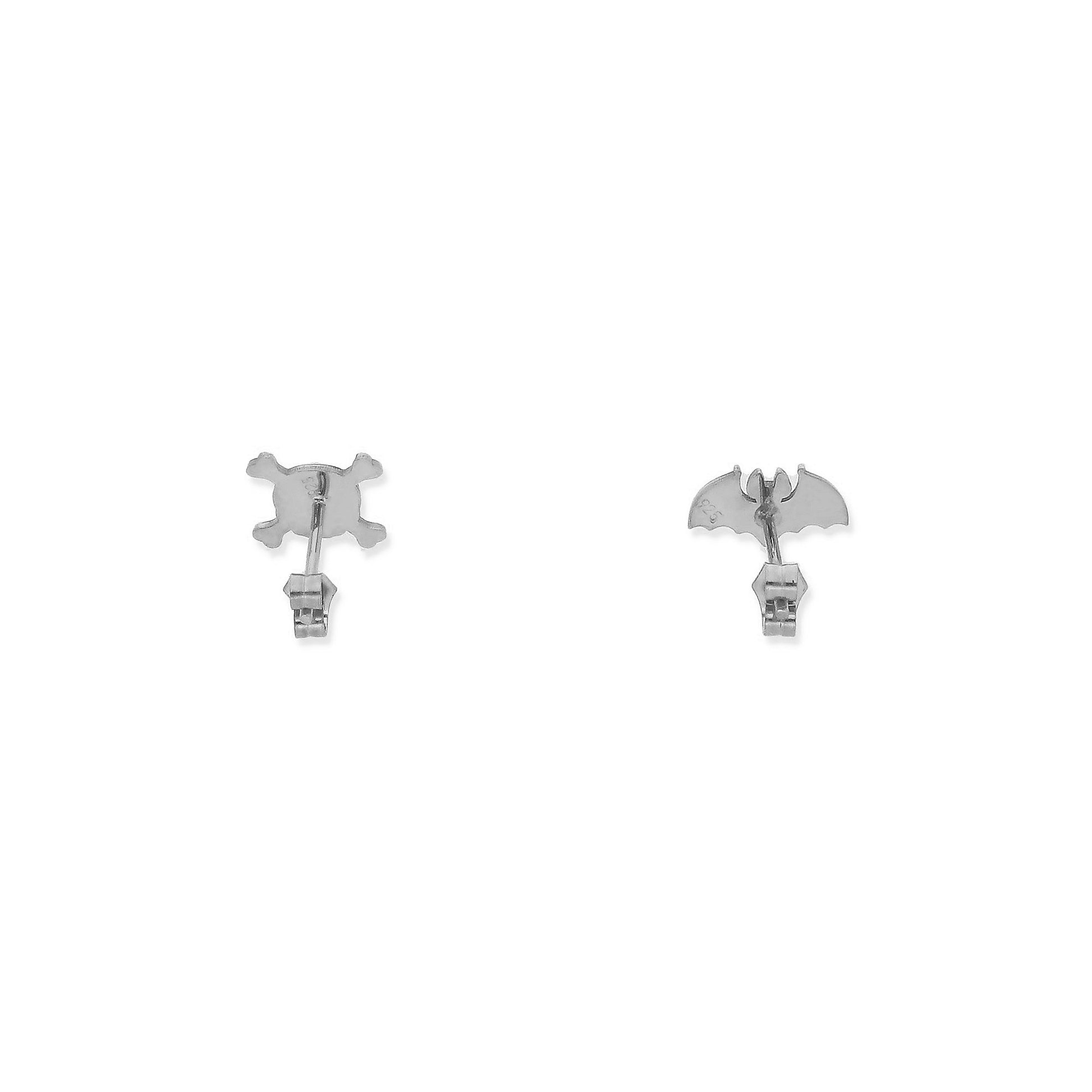 Pendientes Murciélago/Calavera Halloween en Plata de Ley 925 y baño Oro 18k