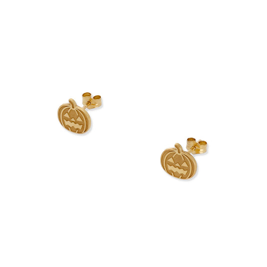 Pendientes Calabaza Halloween en Plata de Ley 925 y baño Oro 18k