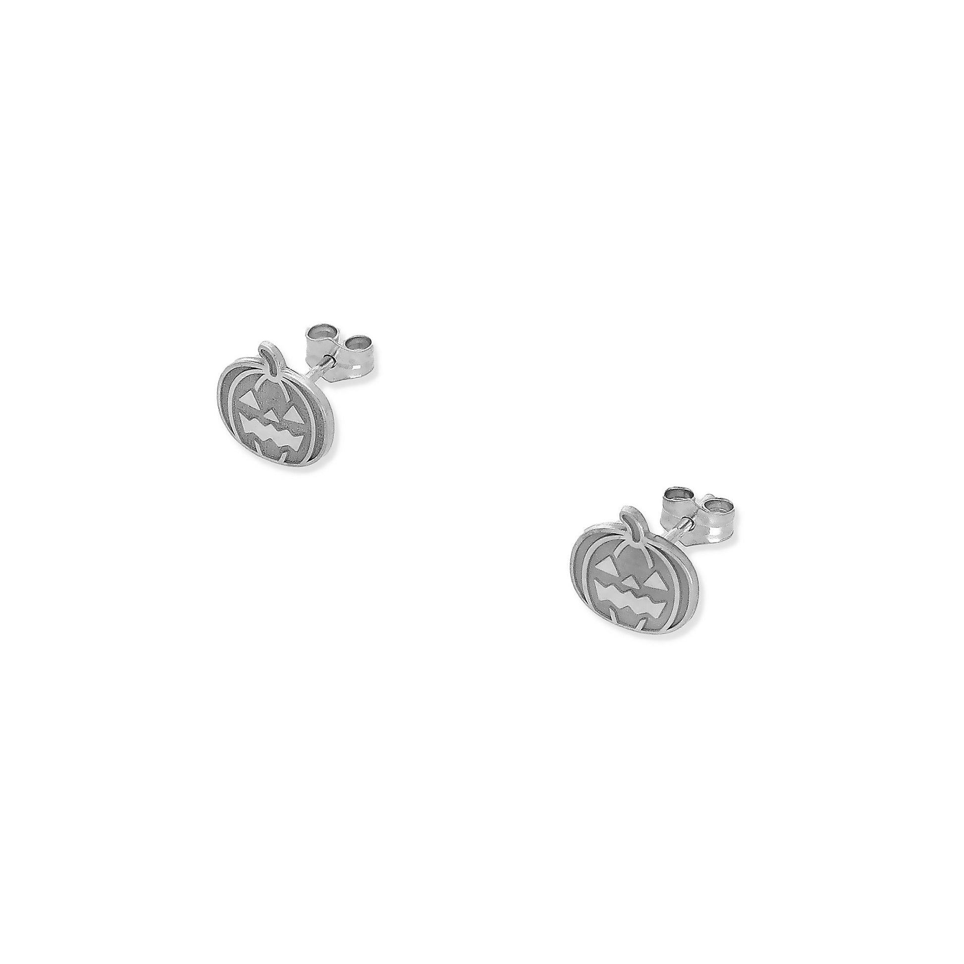 Pendientes Calabaza Halloween en Plata de Ley 925 y baño Oro rosa 18k