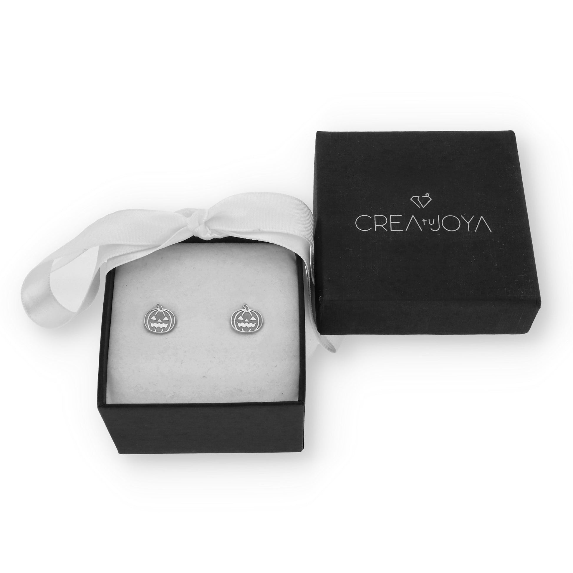 Pendientes Calabaza Halloween en Plata de Ley 925 y baño Oro rosa 18k