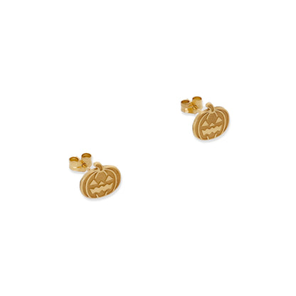 Pendientes Calabaza Halloween en Plata de Ley 925 y baño Oro rosa 18k