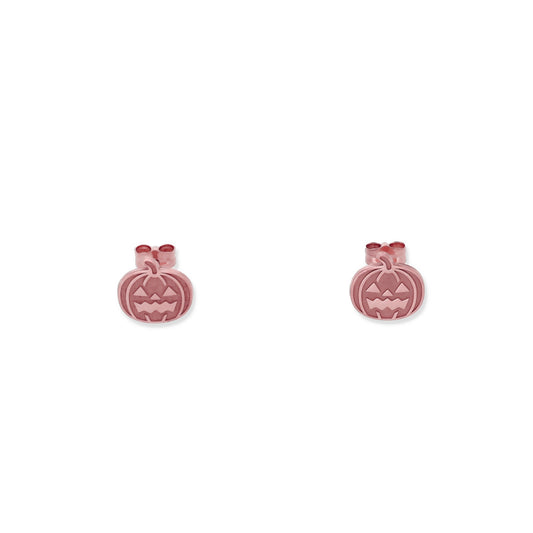 Pendientes Calabaza Halloween en Plata de Ley 925 y baño Oro rosa 18k