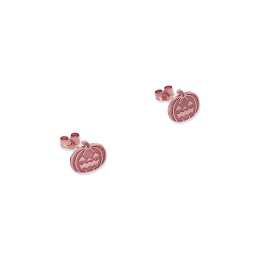 Pendientes Calabaza Halloween en Plata de Ley 925 y baño Oro rosa 18k