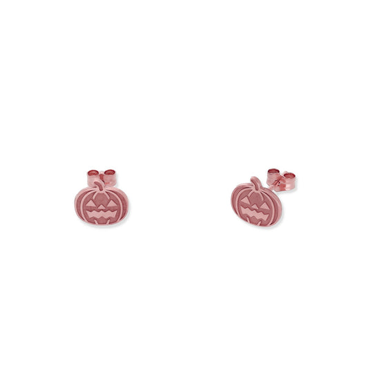 Pendientes Calabaza Halloween en Plata de Ley 925 y baño Oro rosa 18k
