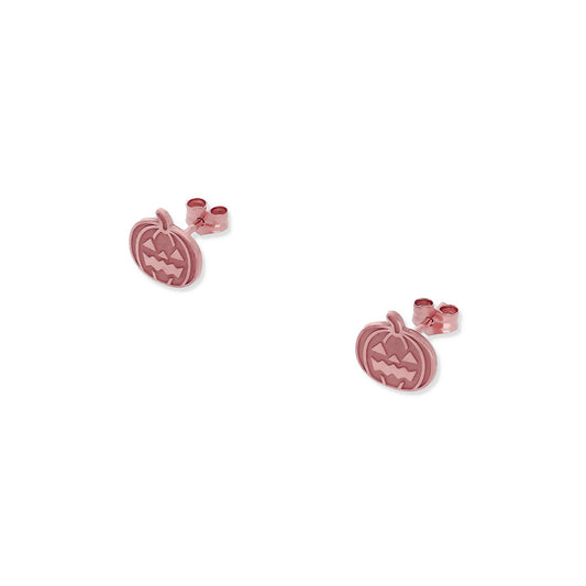 Pendientes Calabaza Halloween en Plata de Ley 925 y baño Oro rosa 18k