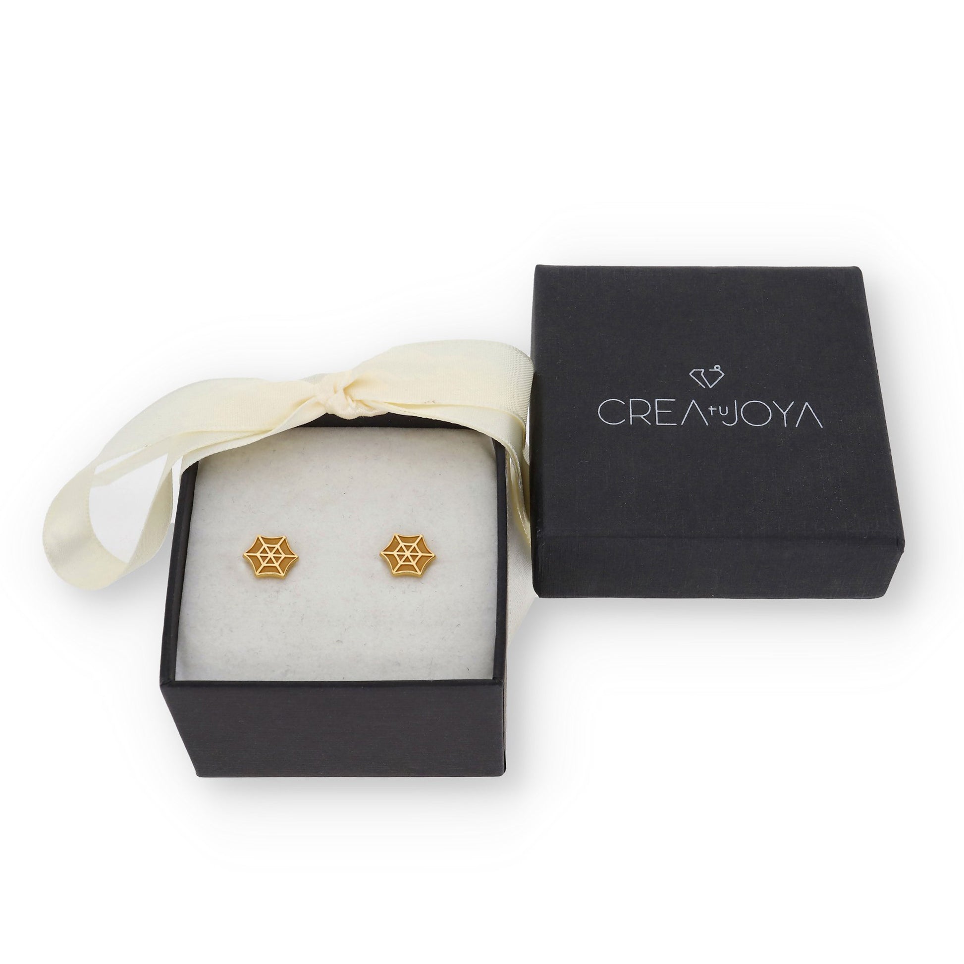 Pendientes Telaraña en Plata de Ley 925 y baño Oro rosa 18k