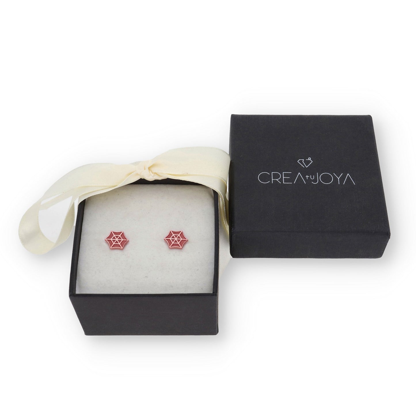 Pendientes Telaraña en Plata de Ley 925 y baño Oro rosa 18k