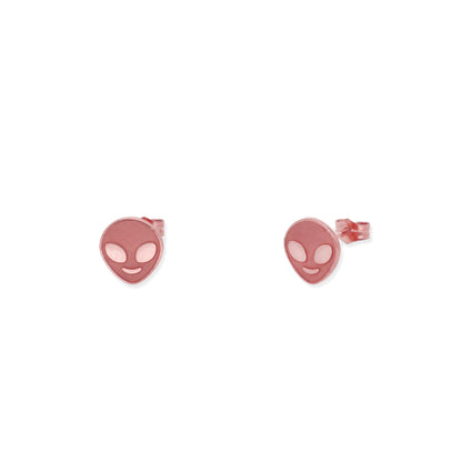 Pendiente Alienígena en Plata de Ley 925 y baño Oro rosa 18k