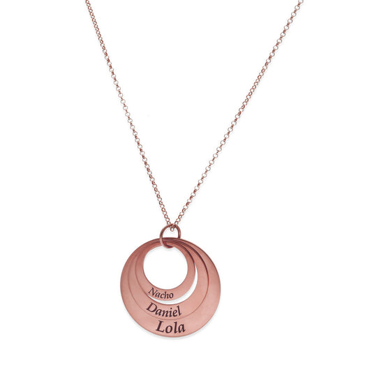 Colgante Triple Aro en Plata de Ley 925 y baño Oro rosa 18k