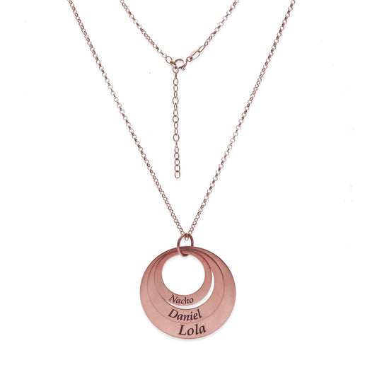 Colgante Triple Aro en Plata de Ley 925 y baño Oro rosa 18k