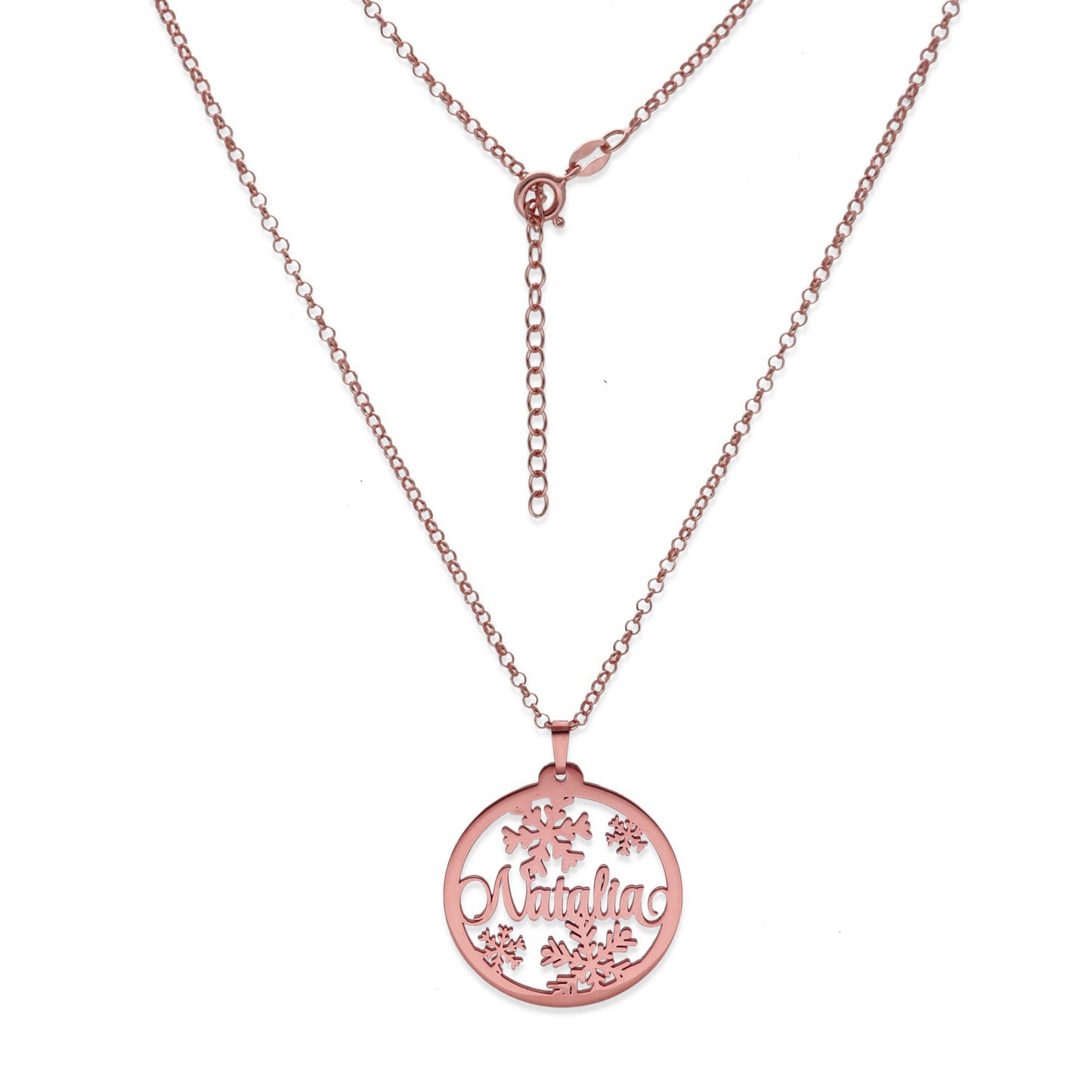 Colgante Bola de Navidad en Plata de Ley 925 y baño Oro rosa 18k