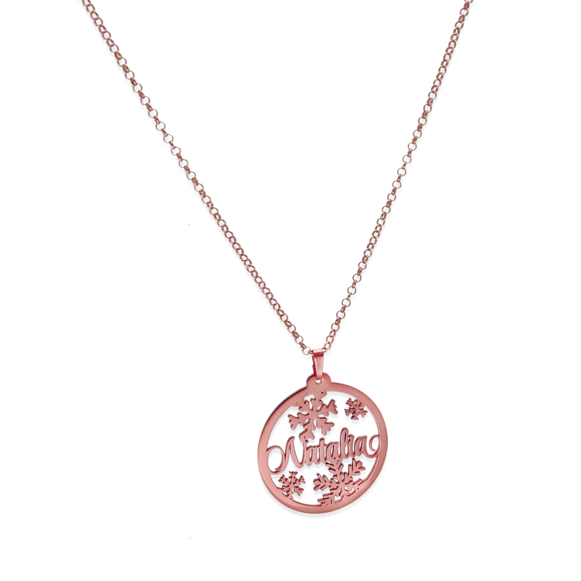 Colgante Bola de Navidad en Plata de Ley 925 y baño Oro rosa 18k