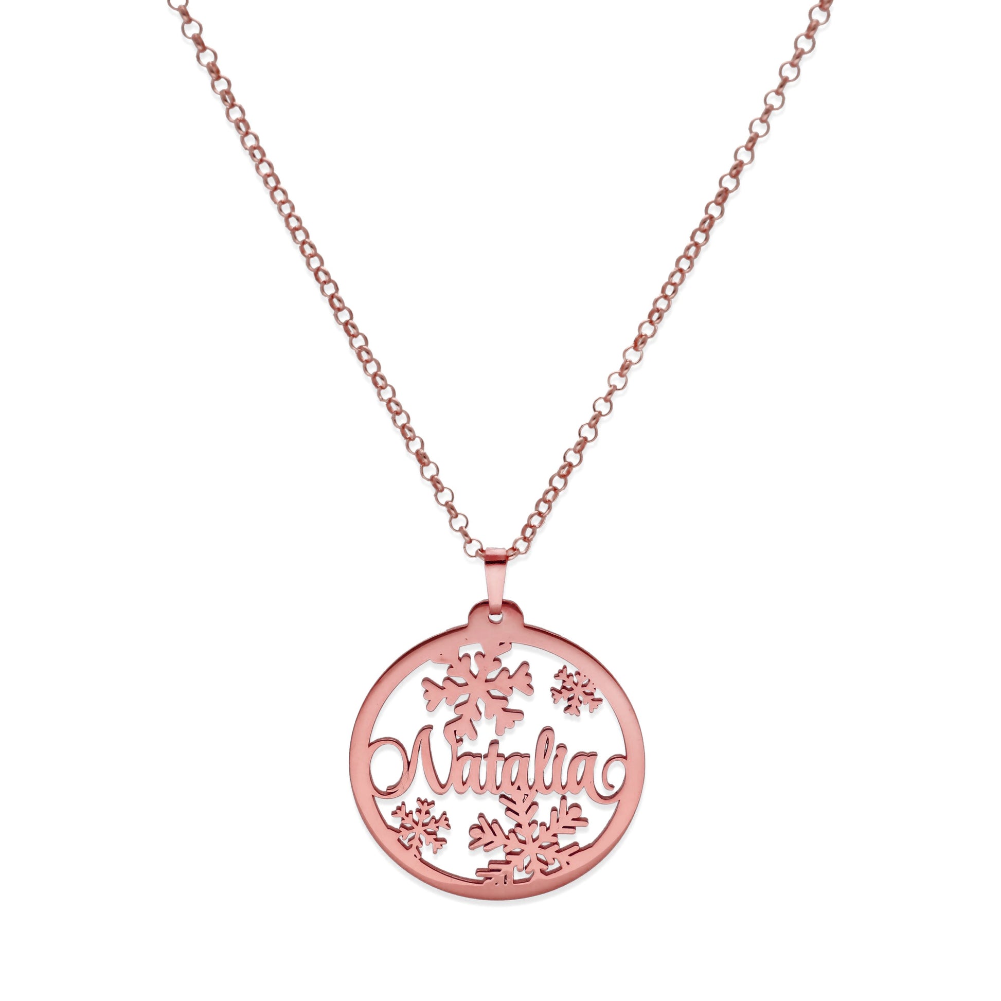 Colgante Bola de Navidad en Plata de Ley 925 y baño Oro rosa 18k