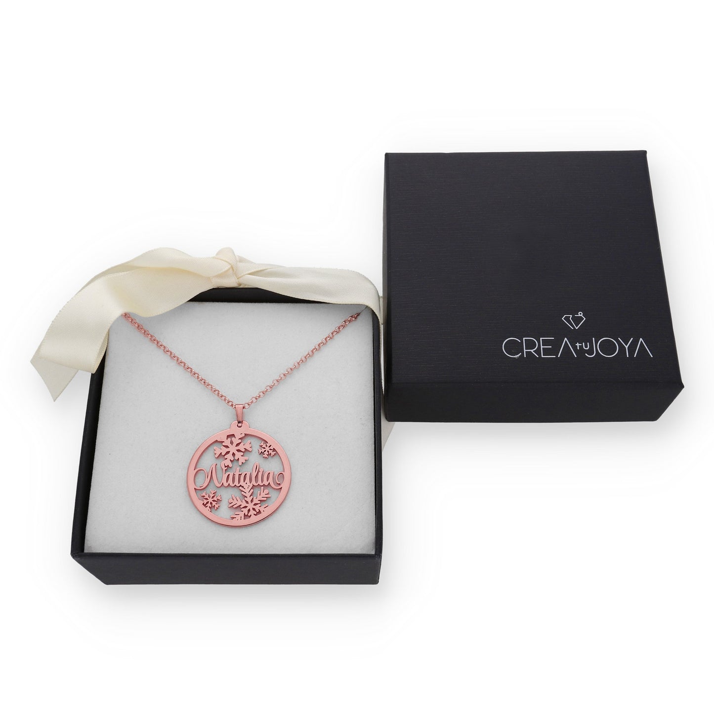 Colgante Bola de Navidad en Plata de Ley 925 y baño Oro rosa 18k