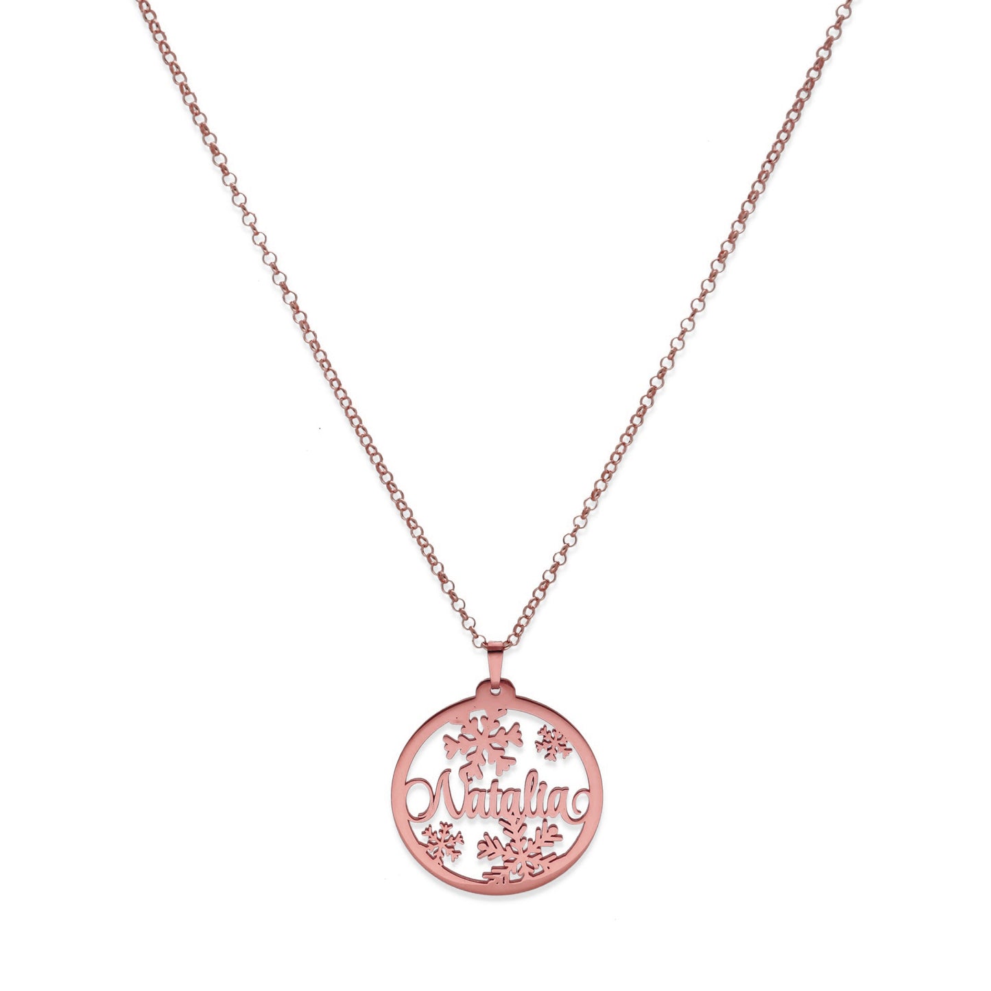Colgante Bola de Navidad en Plata de Ley 925 y baño Oro rosa 18k