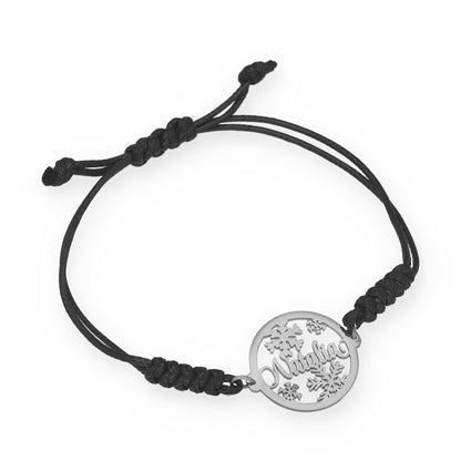 Pulsera Bola Navidad Macramé en Plata de Ley 925