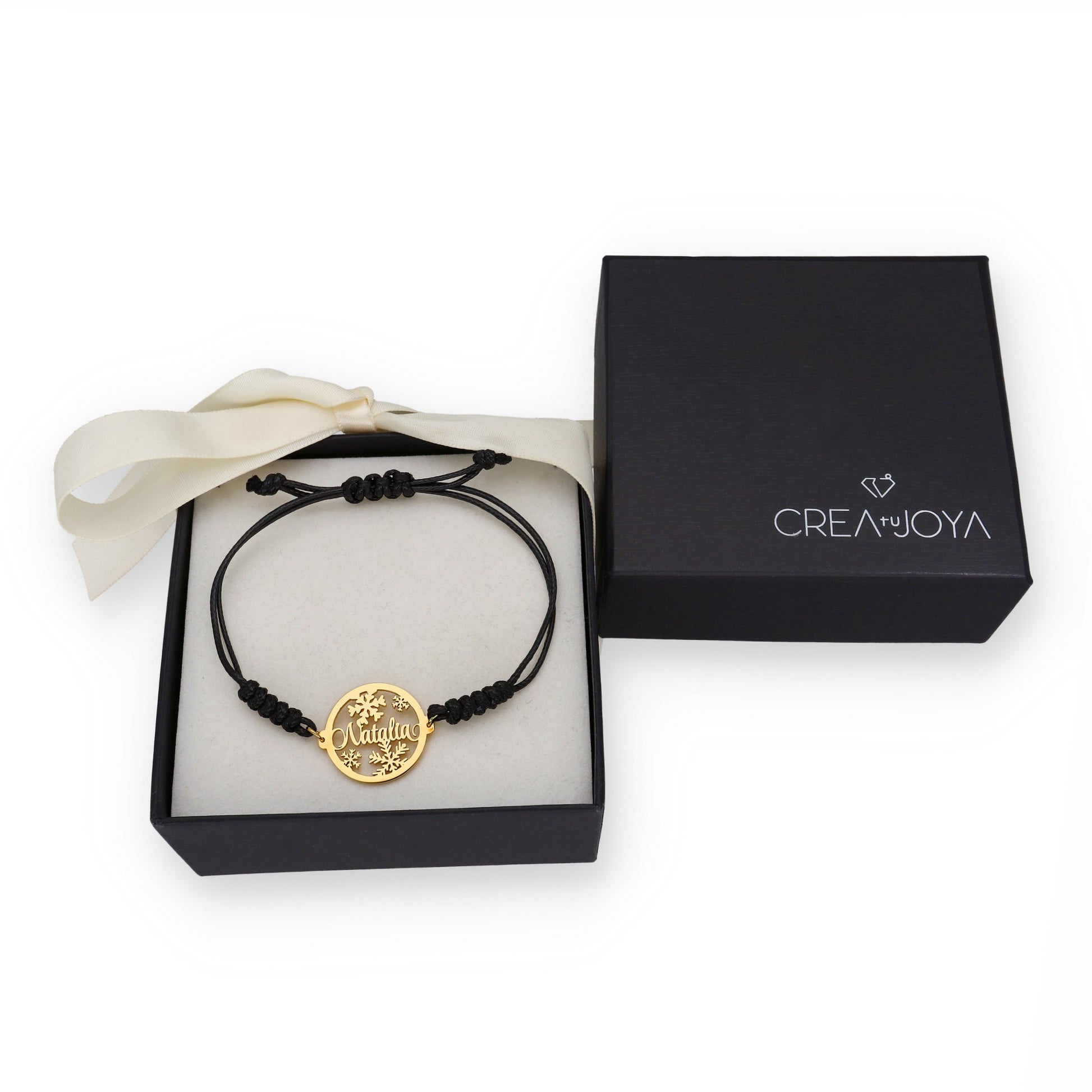 Pulsera Bola Navidad Macramé en Plata de Ley 925 y baño Oro 18k