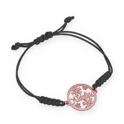 Pulsera Bola Navidad Macramé en Plata de Ley 925 y baño Oro 18k