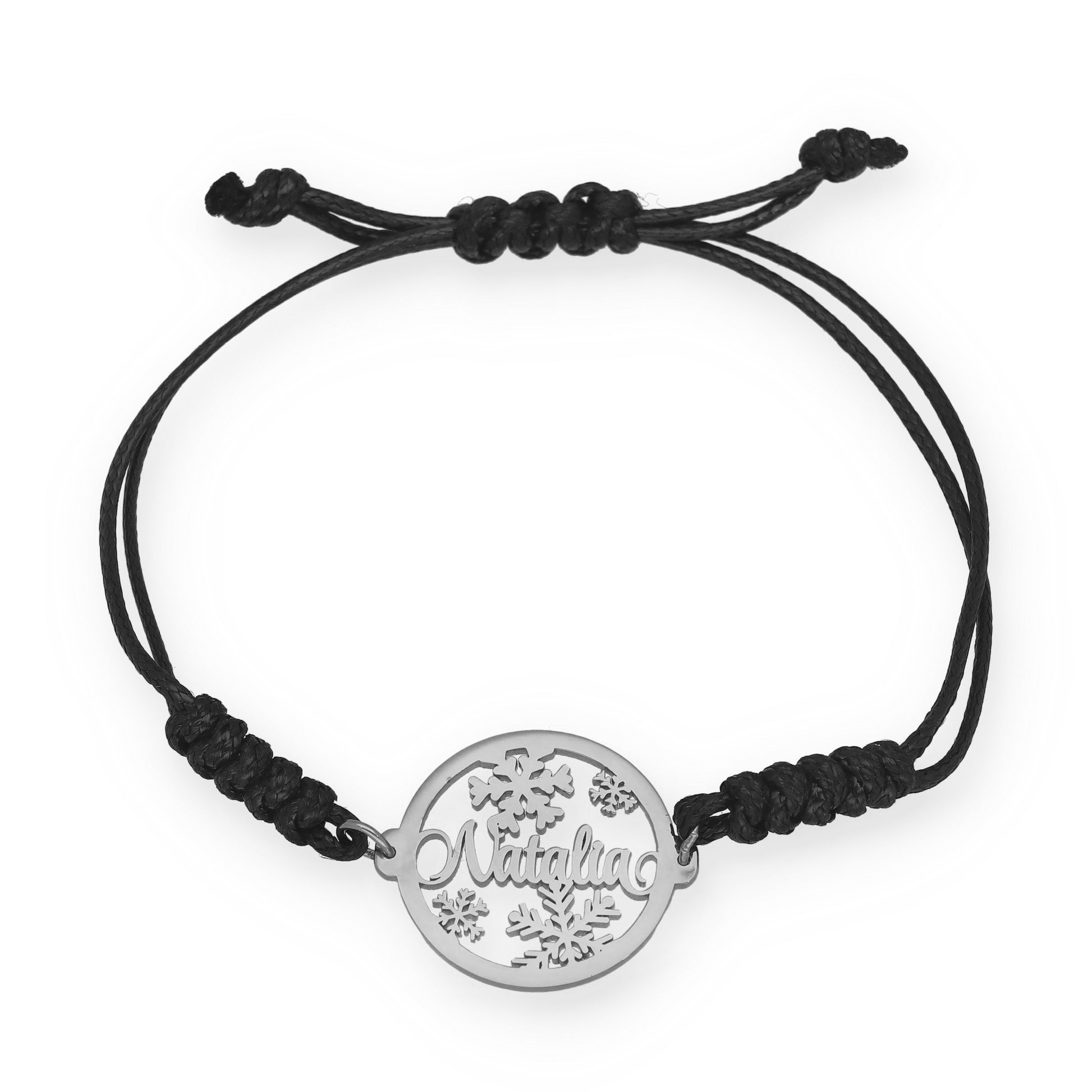 Pulsera Bola Navidad Macramé en Plata de Ley 925 y baño Oro rosa 18k