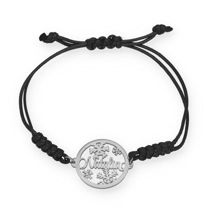 Pulsera Bola Navidad Macramé en Plata de Ley 925 y baño Oro rosa 18k