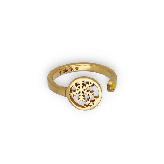 Anillo Bola de Navidad en Plata con Baño de Oro y Cristal de Swarovski Personalizable