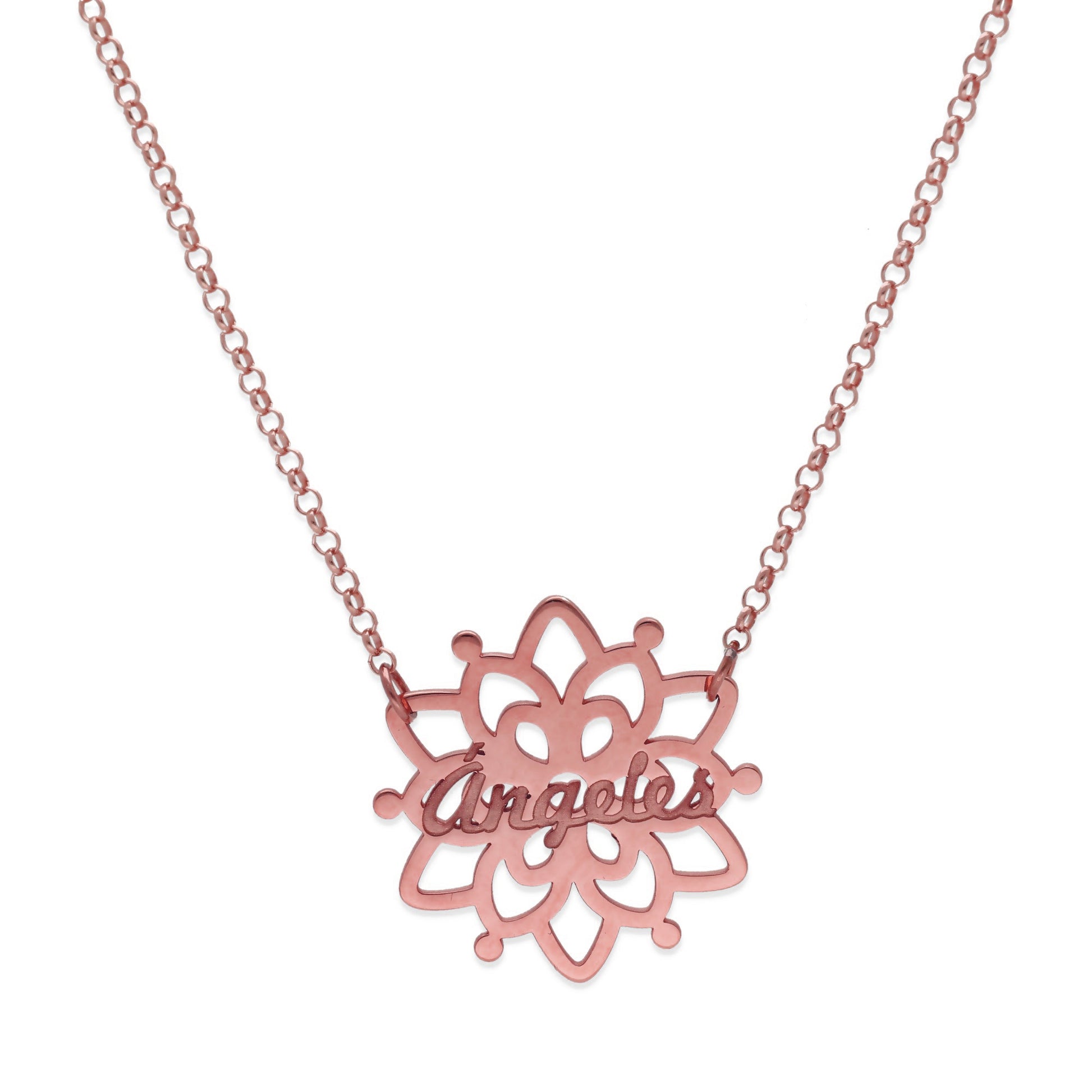 Colgante Copo de Nieve en Plata de Ley 925 y baño Oro rosa 18k