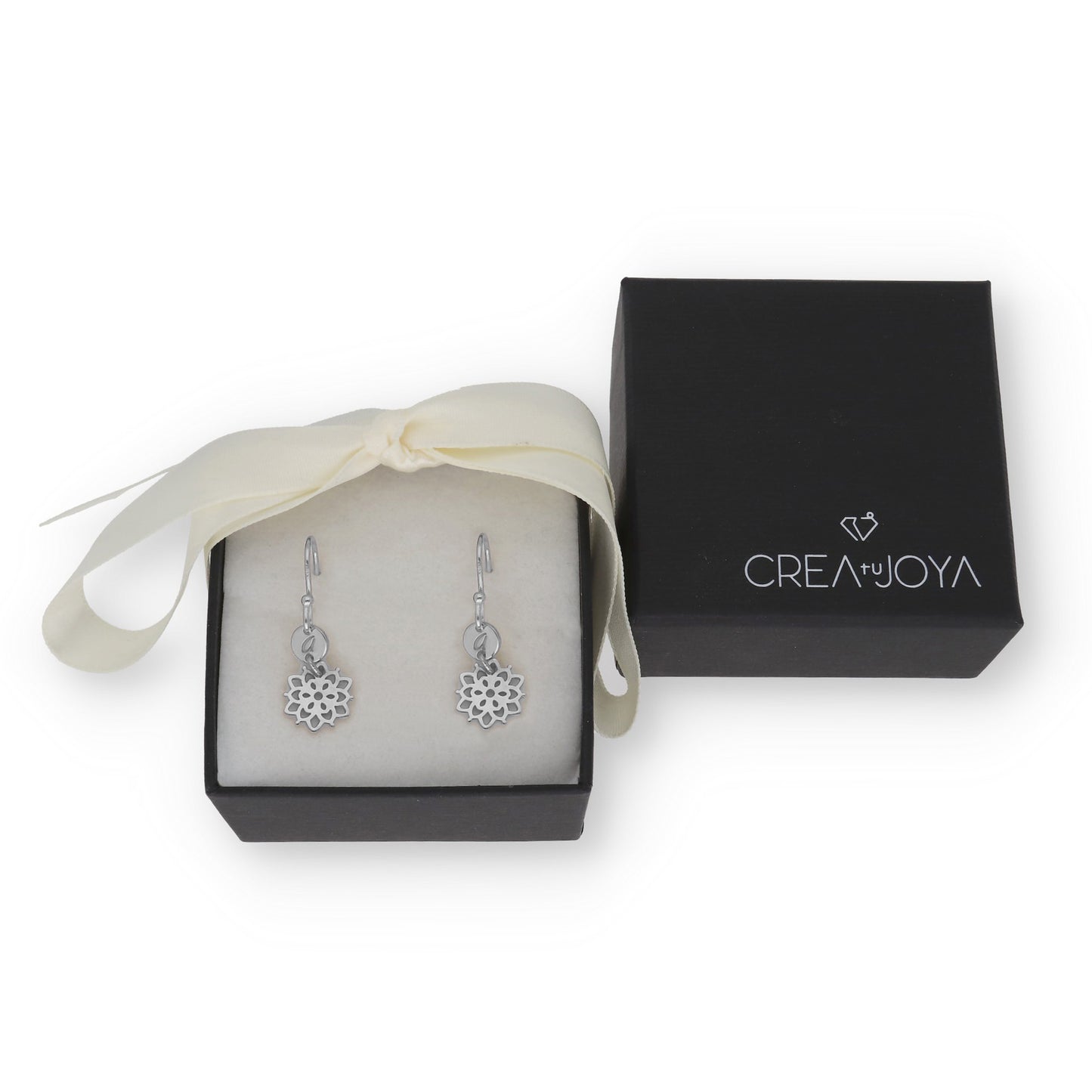 Pendientes Copo de Nieve en Plata de Ley 925 y baño Oro 18k