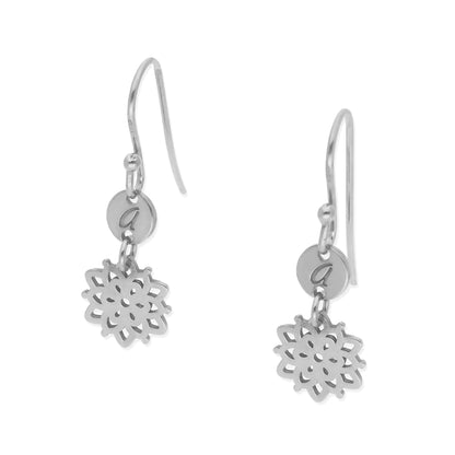 Pendientes Copo de Nieve en Plata de Ley 925 y baño Oro 18k