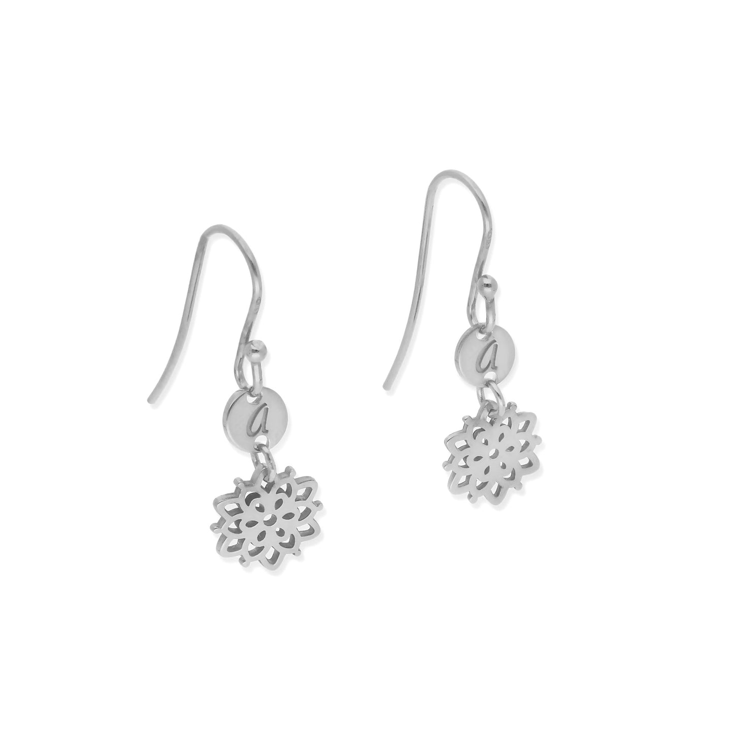 Pendientes Copo de Nieve en Plata de Ley 925 y baño Oro 18k