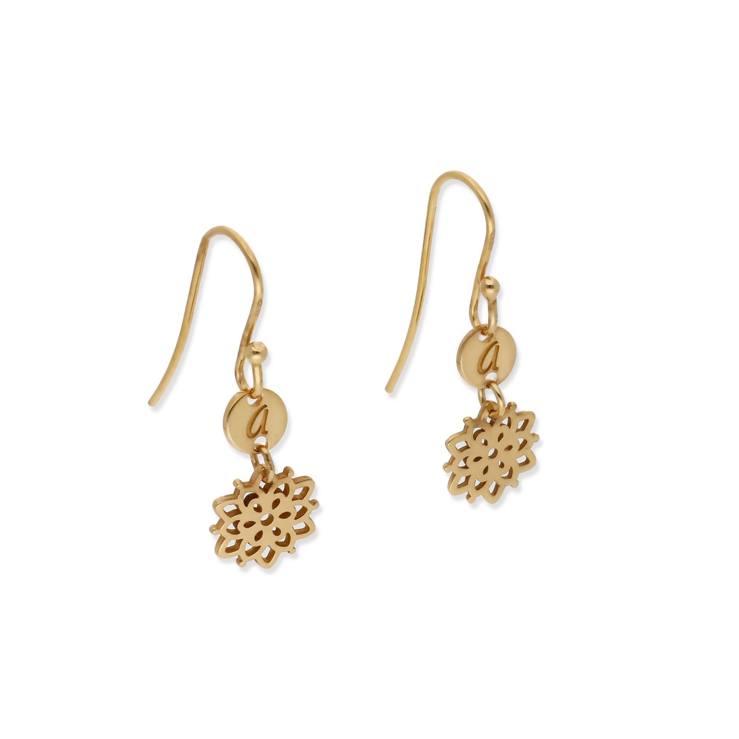 Pendientes Copo de Nieve en Plata de Ley 925 y baño Oro 18k