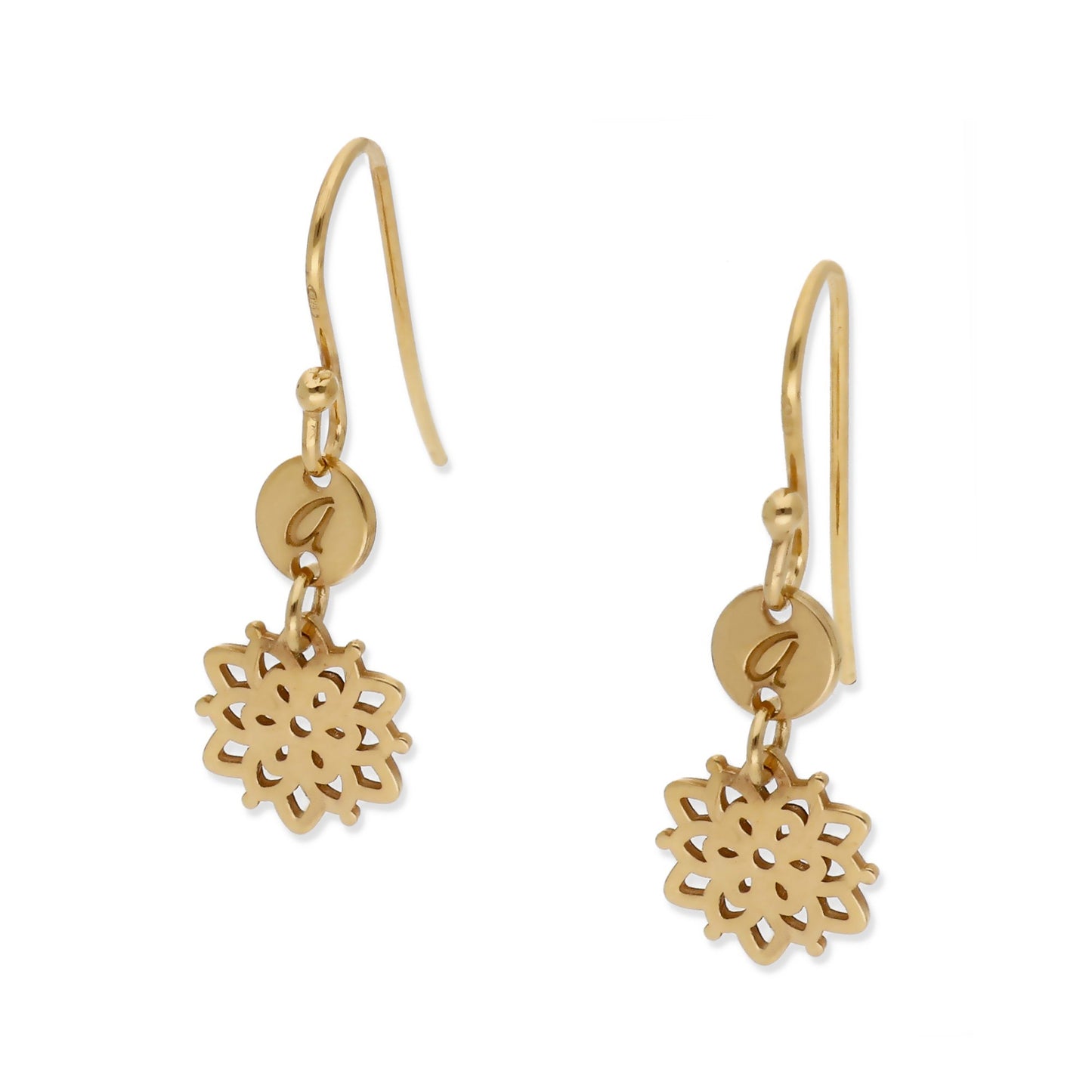 Pendientes Copo de Nieve en Plata de Ley 925 y baño Oro 18k