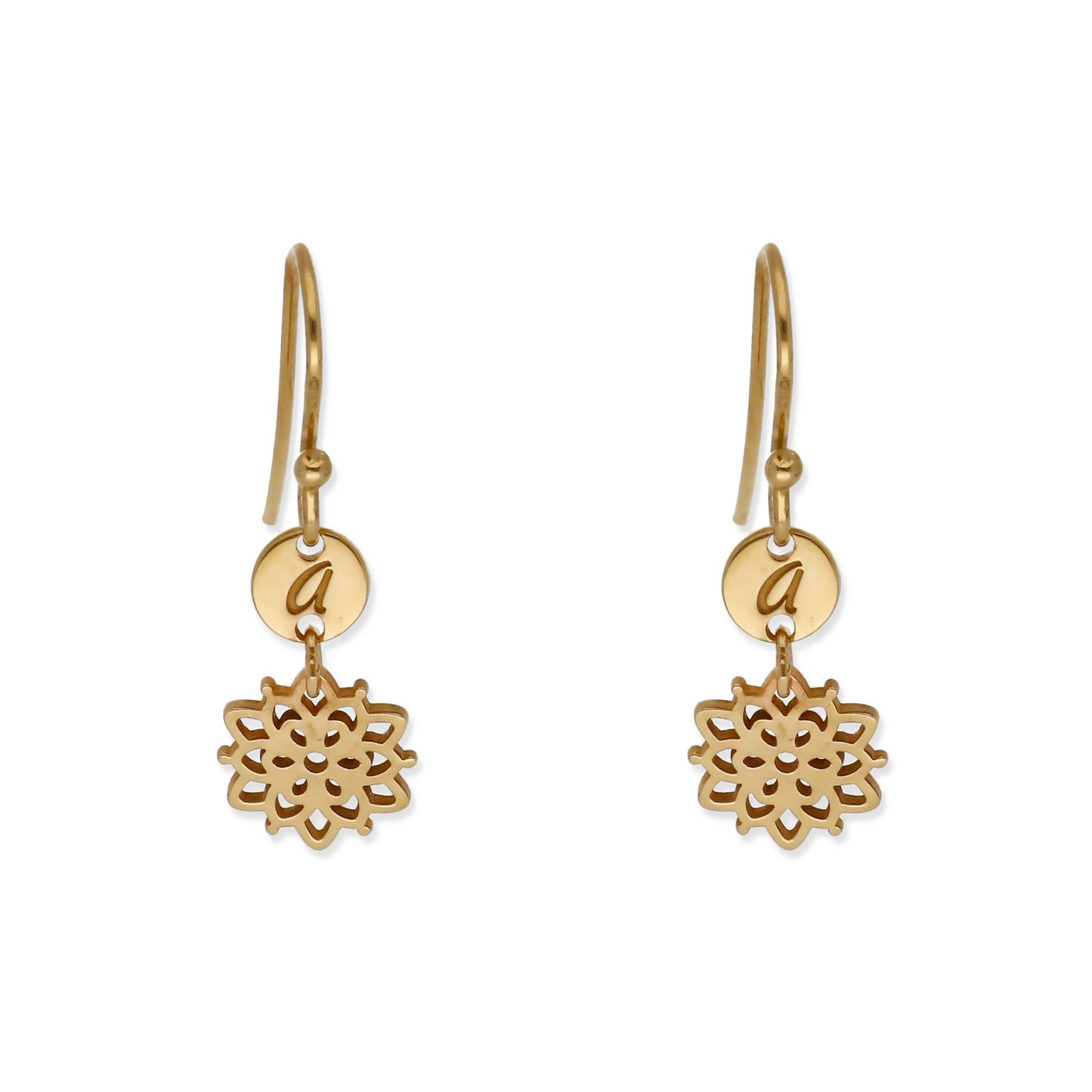 Pendientes Copo de Nieve en Plata de Ley 925 y baño Oro 18k