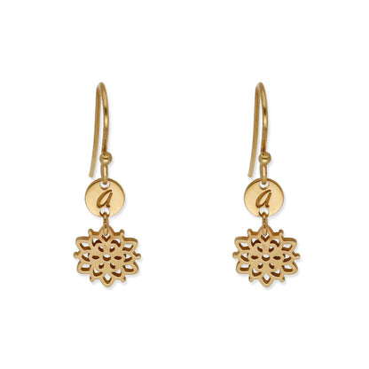 Pendientes Copo de Nieve en Plata de Ley 925 y baño Oro 18k