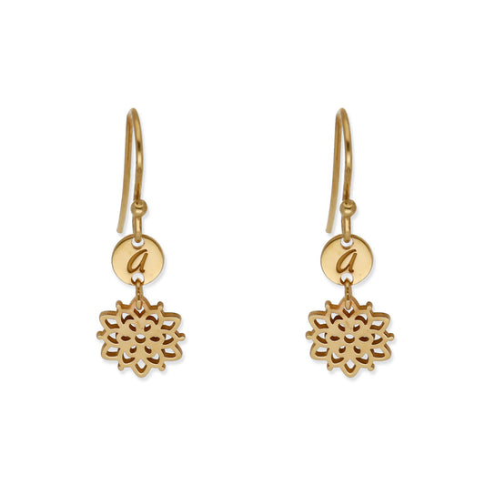 Pendientes Copo de Nieve en Plata de Ley 925 y baño Oro 18k