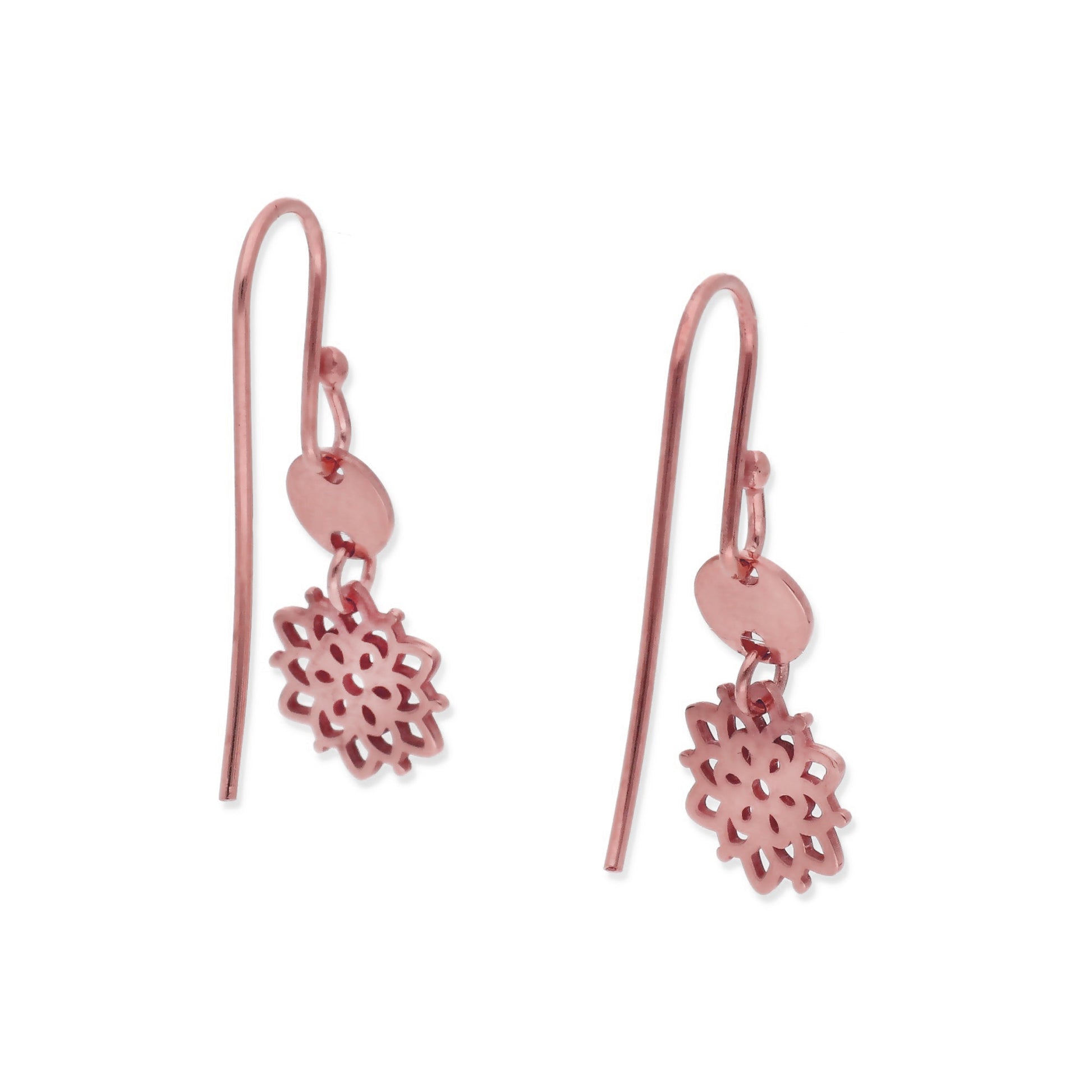 Pendientes Copo de Nieve en Plata de Ley 925 y baño Oro 18k