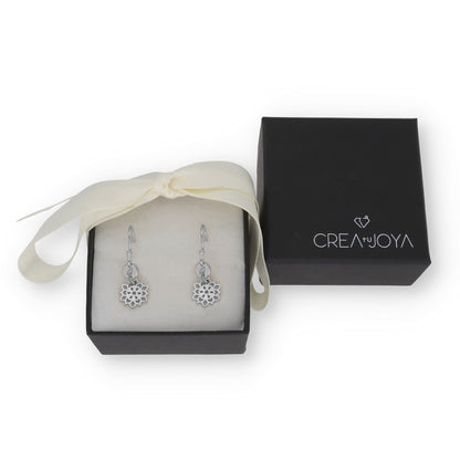 Pendientes Copo de Nieve en Plata de Ley 925 y baño Oro rosa 18k