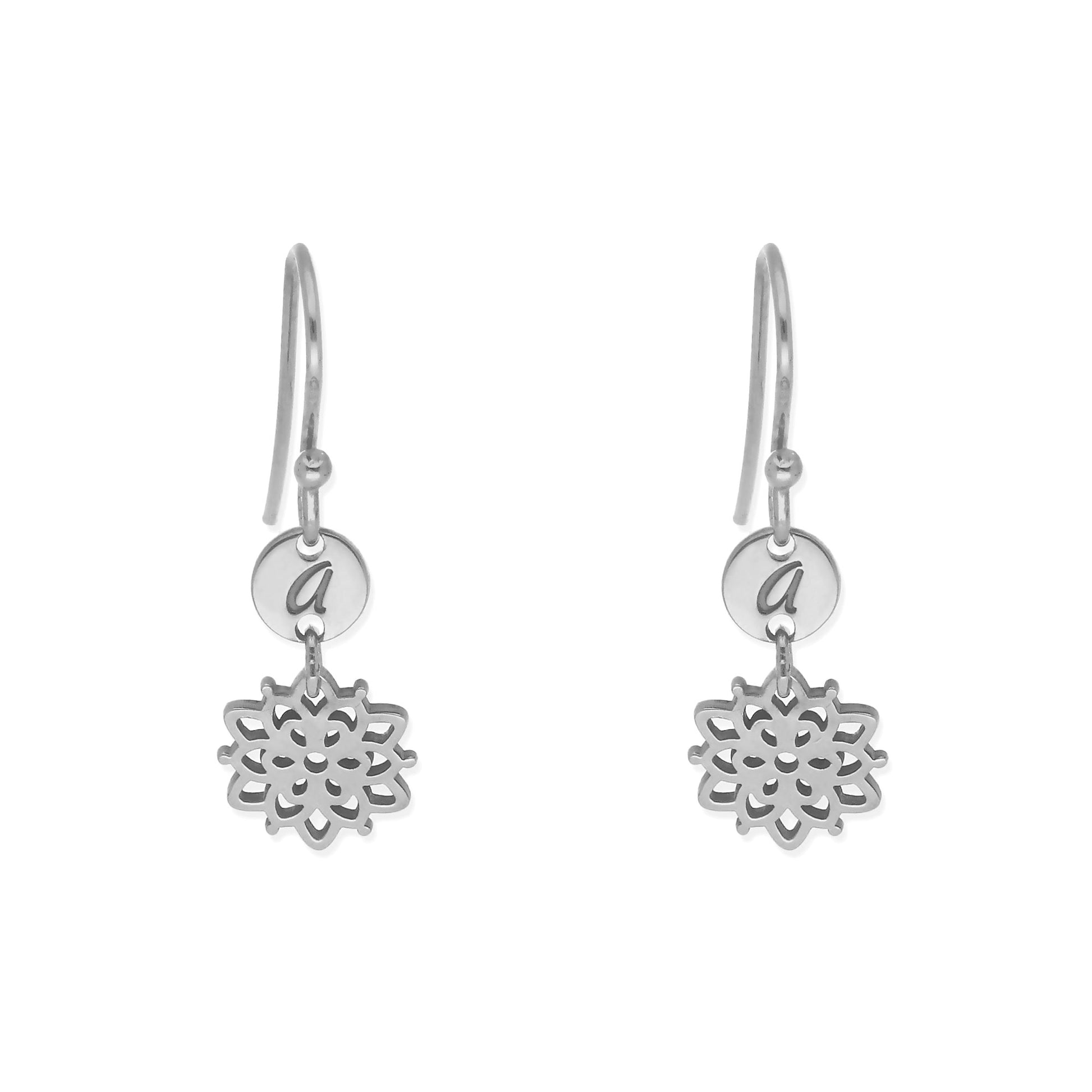 Pendientes Copo de Nieve en Plata de Ley 925 y baño Oro rosa 18k