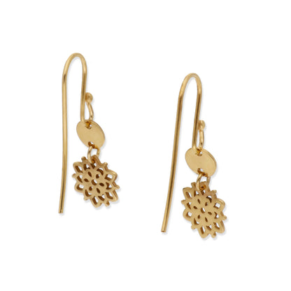 Pendientes Copo de Nieve en Plata de Ley 925 y baño Oro rosa 18k