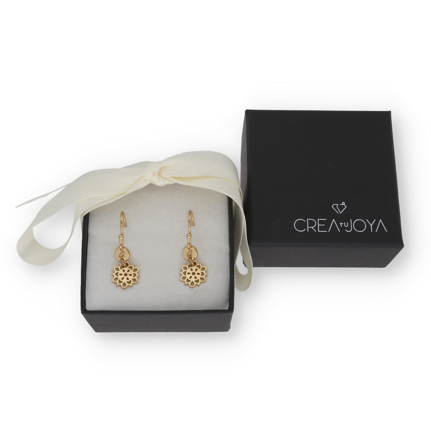 Pendientes Copo de Nieve en Plata de Ley 925 y baño Oro rosa 18k