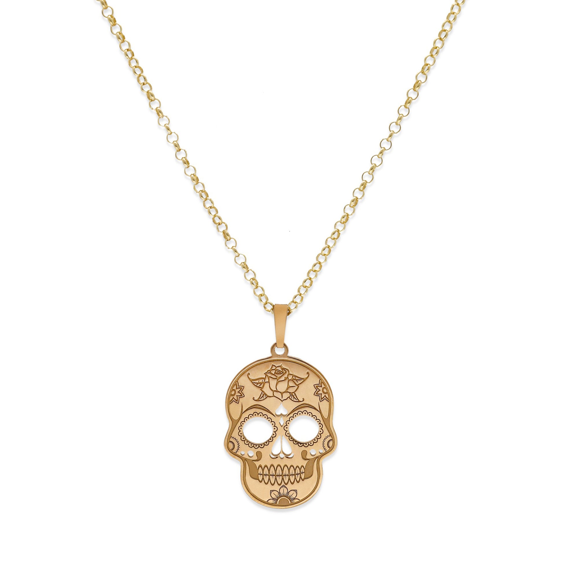 Colgante Calavera Mexicana en Plata de Ley 925 y baño Oro 18k