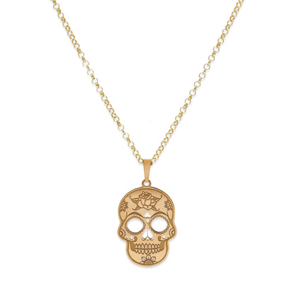 Colgante Calavera Mexicana en Plata de Ley 925 y baño Oro 18k