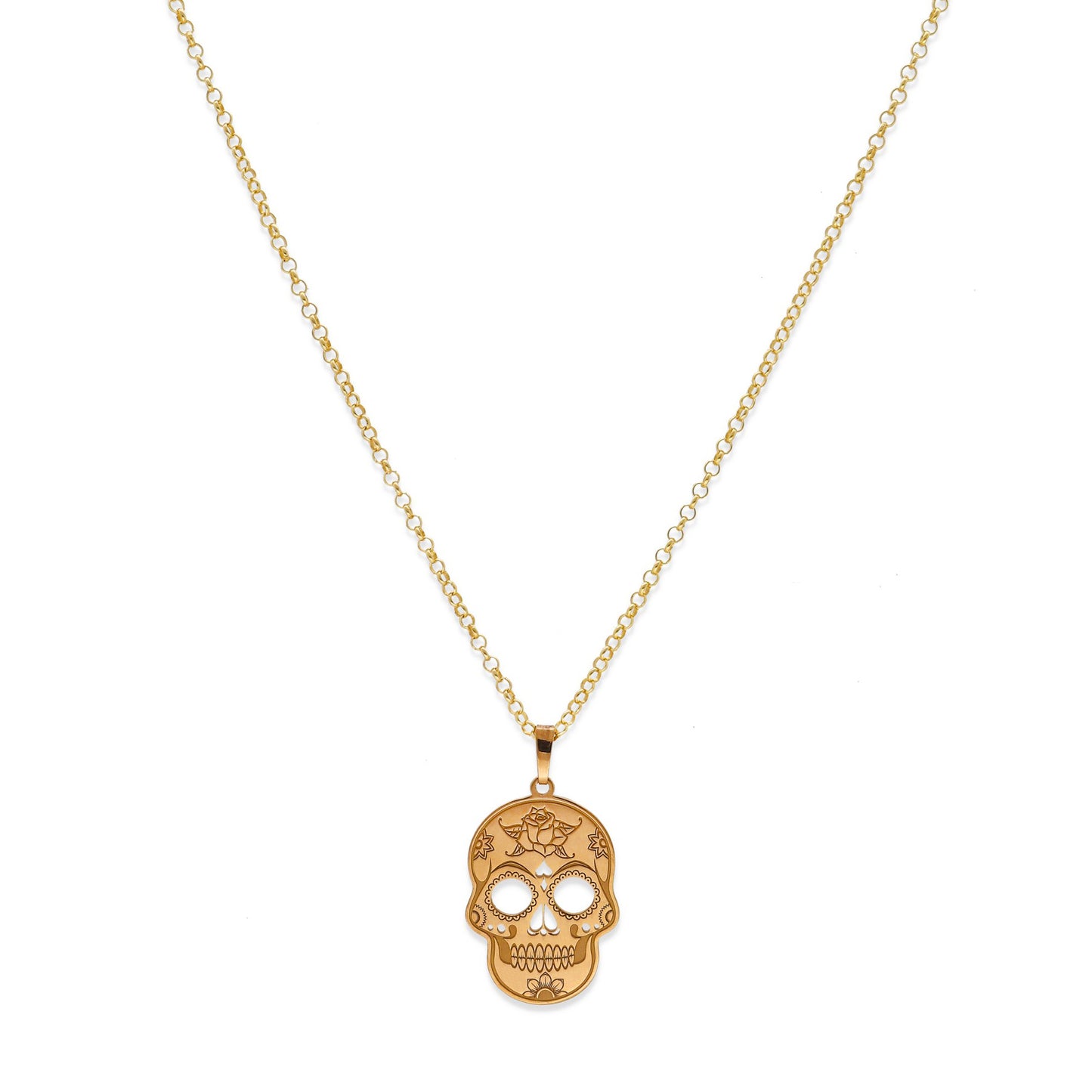 Colgante Calavera Mexicana en Plata de Ley 925 y baño Oro 18k
