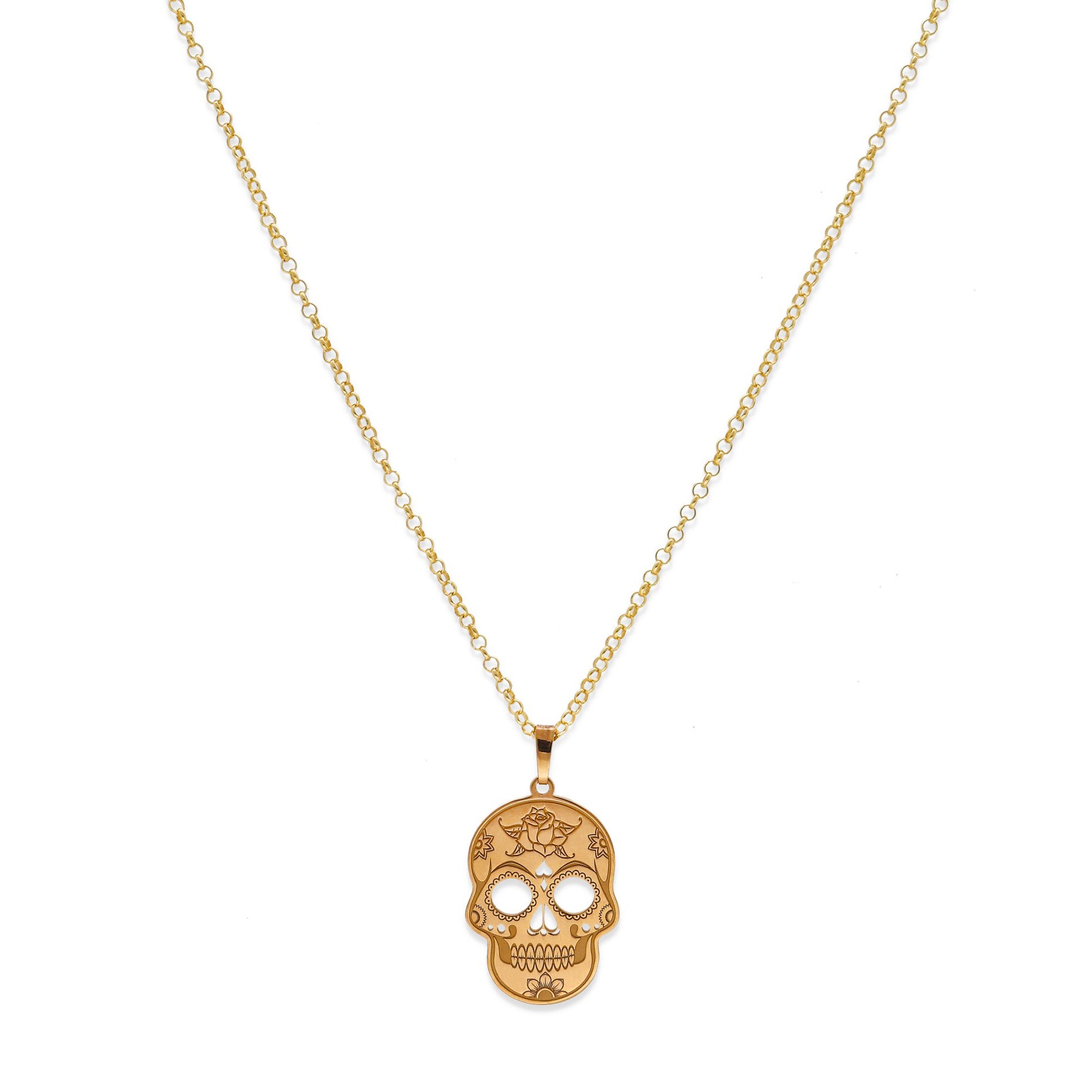 Colgante Calavera Mexicana en Plata de Ley 925 y baño Oro 18k