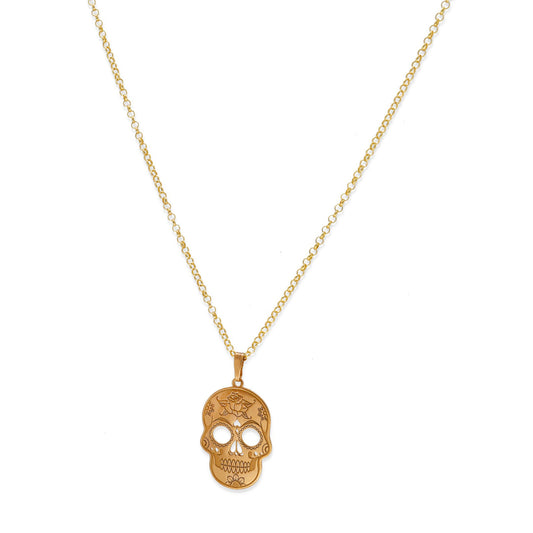 Colgante Calavera Mexicana en Plata de Ley 925 y baño Oro 18k