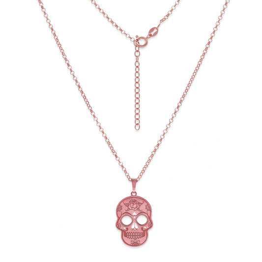 Colgante Calavera Mexicana en Plata de Ley 925 y baño Oro rosa 18k