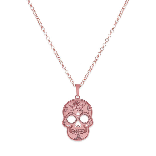 Colgante Calavera Mexicana en Plata de Ley 925 y baño Oro rosa 18k